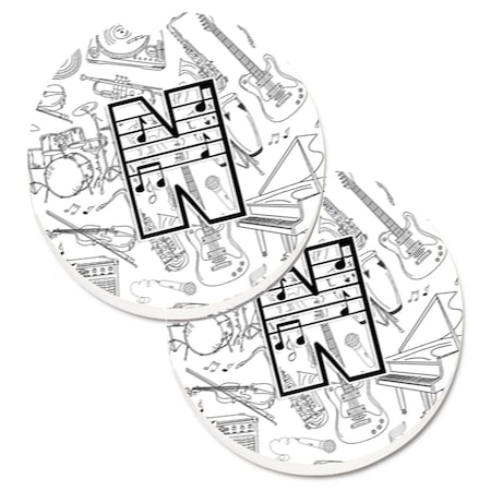Carolines Treasures Letter N Musical Note Letters Set of 2 Cup Holder Car Coaster CJ2007-NCARC